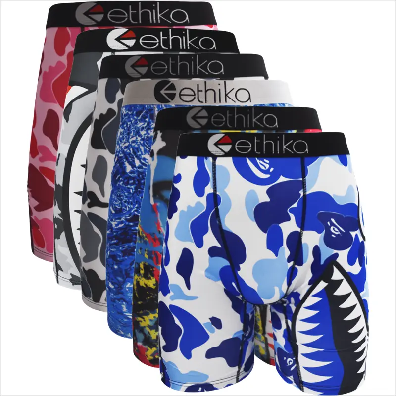boxers 6Pcs Men Underwear Boxers Breathable Man Swimming Underpants Plus Size Print Mens Panties Trunks Sexy Men's Boxershorts
