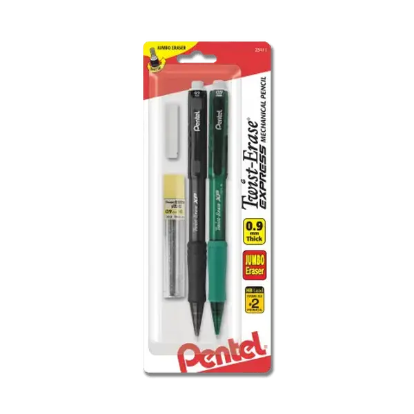 Twist-Erase Express - 0.9mm Assorted 2-Pack with Lead & Eraser