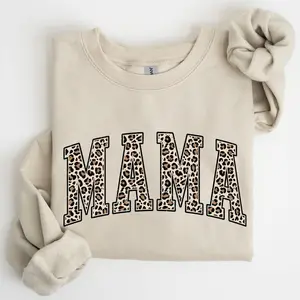 Leopard Mama Sweatshirt, Cute Mom Sweatshirt, Retro Mama Sweater, Varsity Mama Crewneck, Gift for Mom,Mom Sweater, Cheetah Mama Sweater