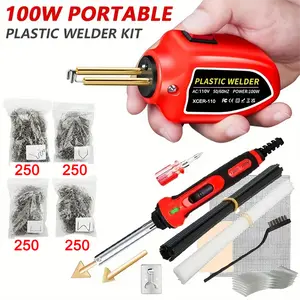 2 In1 Plastic Welder+Soldering Iron Kit 100W Portable Mini Electric Plastic Welder With 1000pcs Welding Nail Multifunctional Repair Soldering Iron Pen For Repair Auto Bumper Plastic Crack, Without Battery