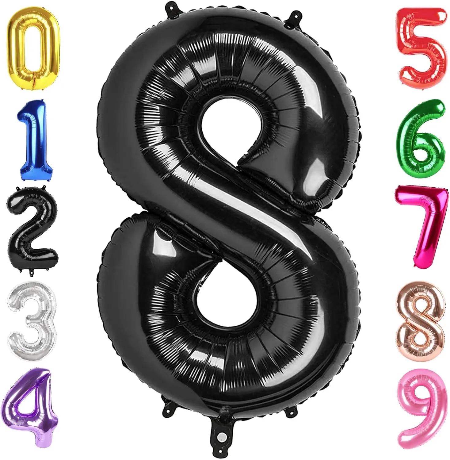 40 Inch Black Number 8 Balloon, Giant 8 Number Balloons for 8th Birthday Decorations, Party Supplies, Black Party Decor