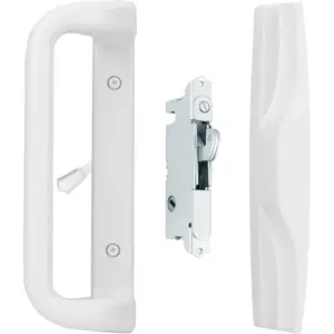 White Patio Door Handle Set with Mortise, Suitable for Replacement Doors Lock 3-15/16"Screw Hole Spacing.Choices That Add a Unique to Your Patio Glass Sliding Door.