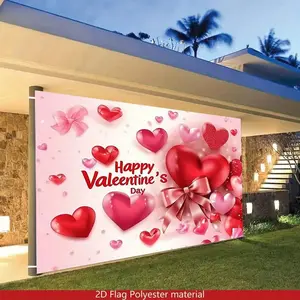 1PC,2D Flat Valentine's Day Decorative Backdrop, Romantic Love - themed Party Banner, Outdoor & Indoor Wedding Proposal Confession Scene Decoration Prop, High - Definition Printed Valentine's Han