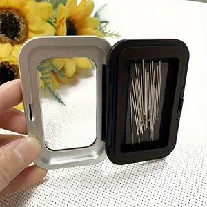 1pcs [Magnetic Sewing Organizer] Portable Compact 1pc Magnetic Sewing Needle Organizer | Black Stainless Steel Case with  Magnet for Embroidery & Office Supplies, Ideal for Needles, Paper Clips & Small Items Storage