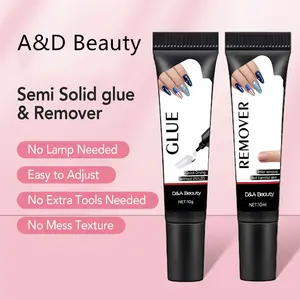 NailGlue  Kit – Super Strong 10g Quick-Drying Semi-Solid Nail Tip Glue with 10ml Remover for Press-On Nails and Acrylic Tips, Long-Lasting Adhesive Gel for Salon-Quality Nail Kits, No UV Lamp Needed, Easy Application for Home or Salon Use