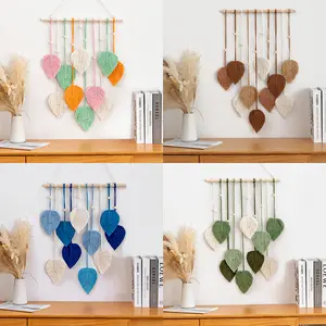 Creative Handmade Woven Cotton Rope Leaf Tapestry Home Wall Decoration Room Wall Hanging Ornaments Hangable accessories paper chain garland