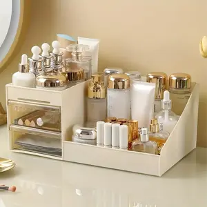Cosmetic Storage Box with Drawer, 1 Count Multi-functional Large Capacity Multilayer Storage Makeup Organizer, Durable Makeup Brush Holder, Home Organizer for Bedroom Bathroom, Beauty Supplies Organizer, Cosmetics Organizer Storage