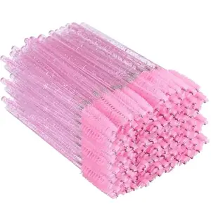 300 Pcs Pink Crystal Eyelash Brushes – Disposable Mascara Wands & Lash Spoolies for Extensions, Brows, and Makeup, Compact Design Cosmetic