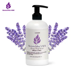 Vegan Body Wash with non toxic, Organic Ingredients | Made in USA |Great for Delicate Skin | Paraben free, gluten free, sulfate free| Moisturizing with organic Aloe & Shea Butter (Lavender)