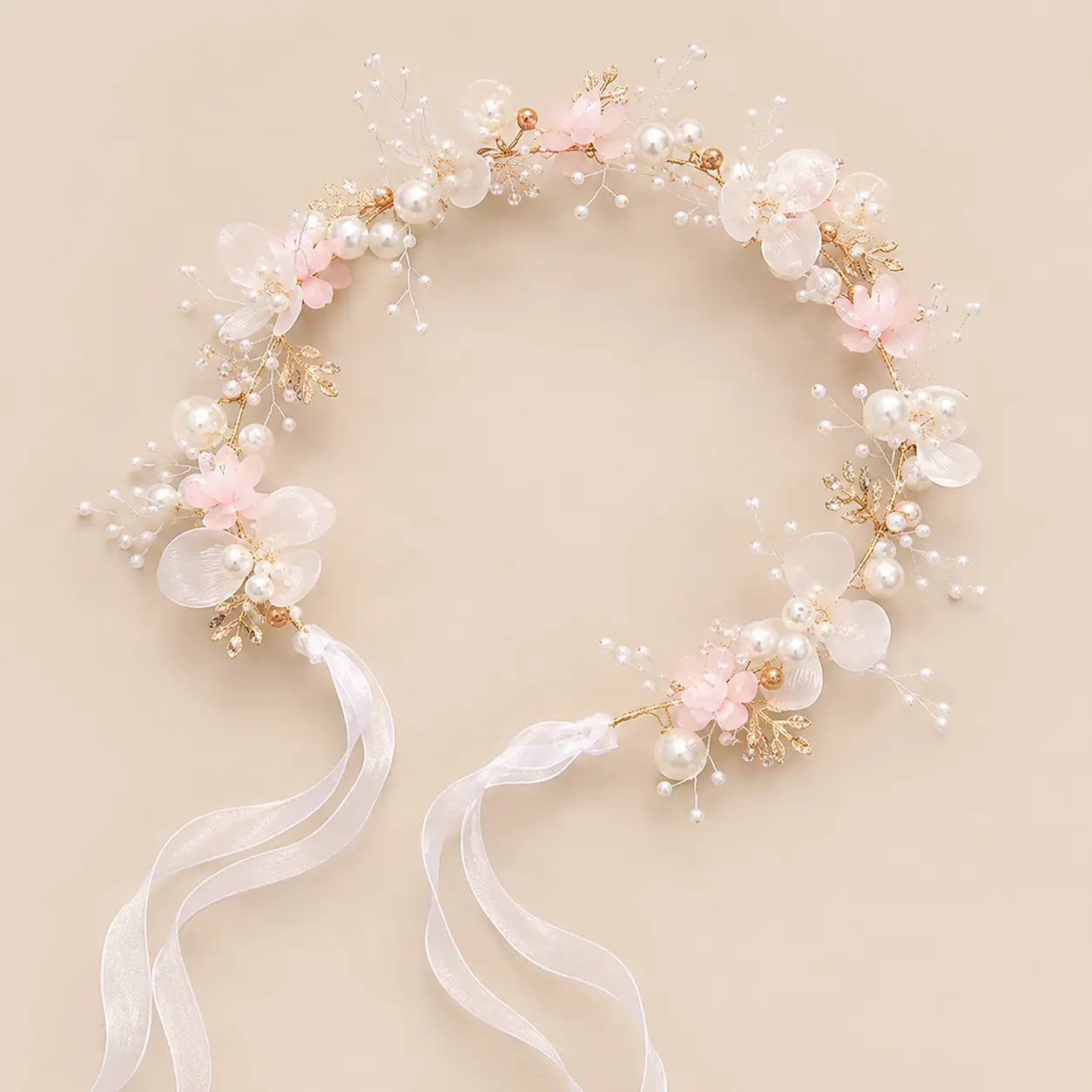 Girls' Fashion European-American Princess-Inspired Crown Headbands - PE, Embroidery Mesh, Blue Floral, Butterfly Element, Pearl Details, Head Buckle Streamer, Female Party Costume Accessory