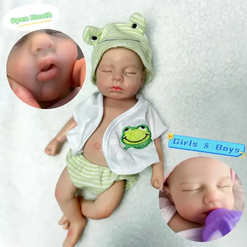 Otarddolls 32cm Full Body Silicone Reborn Baby Doll Loulou Set - Cuddly Soft Doll, Boy/Girl Options, Closing Eyes, 2 Outfits, 3D Painted Skin, Openable Mouth, Waterproof Collectible Family Gift, Cuddly Doll