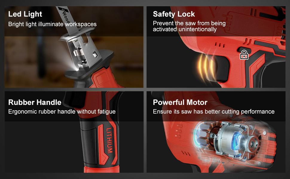 Reciprocating Saw for Milwaukee 18V Battery, 3 Variable Speed,3500 rpm Tool-Free Blade Change, 4 Saw Blades for Metal Wood PVC Cutting Battery Powered Saws Cordless Saw