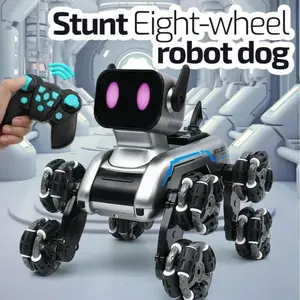 Fancy Fantastic Robot Dog Toy For KidRemote Control Stunt Car Toy With Music8Wheels Dual Control Car Toy For Adult And Kids