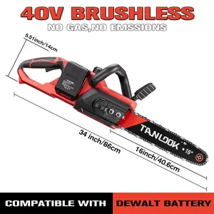 Tanlook 40V Brushless Cordless Chainsaw 16" Guide Rail Compact Handheld Electric Chainsaw with 2x4Ah Batteries Compatible with Dewalt Battery for Woodcutting Tree Trimming and Pruning chainsaws  treewood