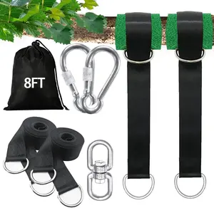 Tree Swing Straps Hanging Kit 8FT Extra Long Holds 5500 lbs with Lock Carabiners & Tree Protectors for Swings & Hammocks