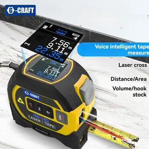 3-In-1 Electric Laser Tape Measure, Smart Voice LCD Backlight High Precision Distance Meter, Automatic Reel Fast Laser Measuring Tool