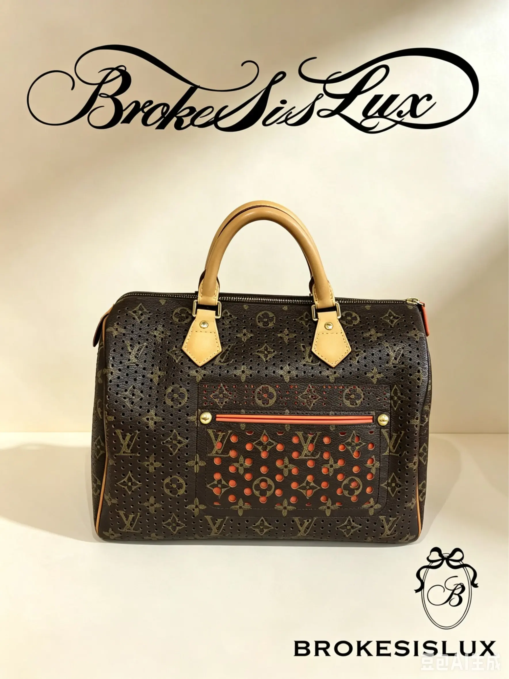 Pre-owned Louis Vuitton LV Speedy 30 Perforated Mahina Monogram Bag | Orange Perforated Detail, Vachetta Top Handles, Zip Closure