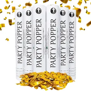 Clover Products Confetti Poppers Premium Large Confetti Cannon, 6 Pack Gold Mylar, Launches 20-25ft, Celebrations, New Year's Eve, Birthdays Burst
