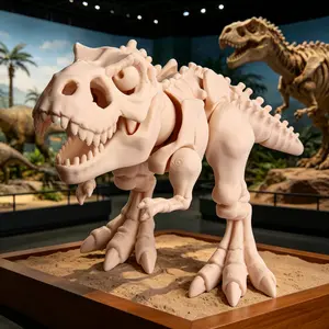 3D Printed Tyrannosaurus Rex Skeleton Model 9 Piece Easy Assembly Dinosaur Fossil Figurine Collectible Desktop Decor For Home Or Office