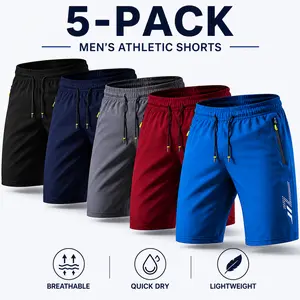 5-Pack Men’s Workout Running Shorts – Quick Dry, Breathable, Lightweight Athletic Shorts for Gym Training