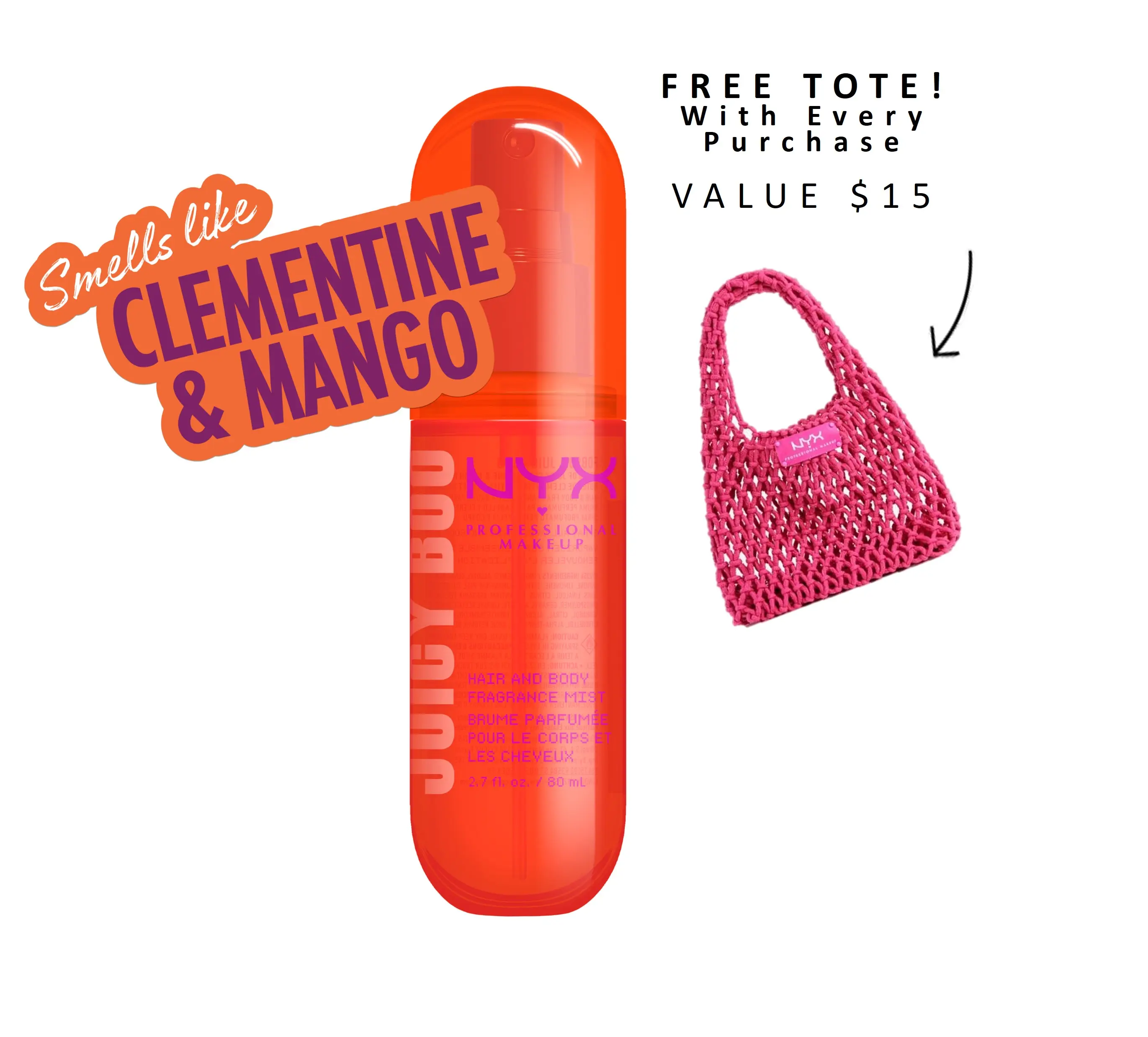 [NEW] Juicy Boo Fat Oil Hair & Body Fragrance Mist, Lightweight & Non-Sticky, 4 scents, Vegan, NYX Professional Makeup