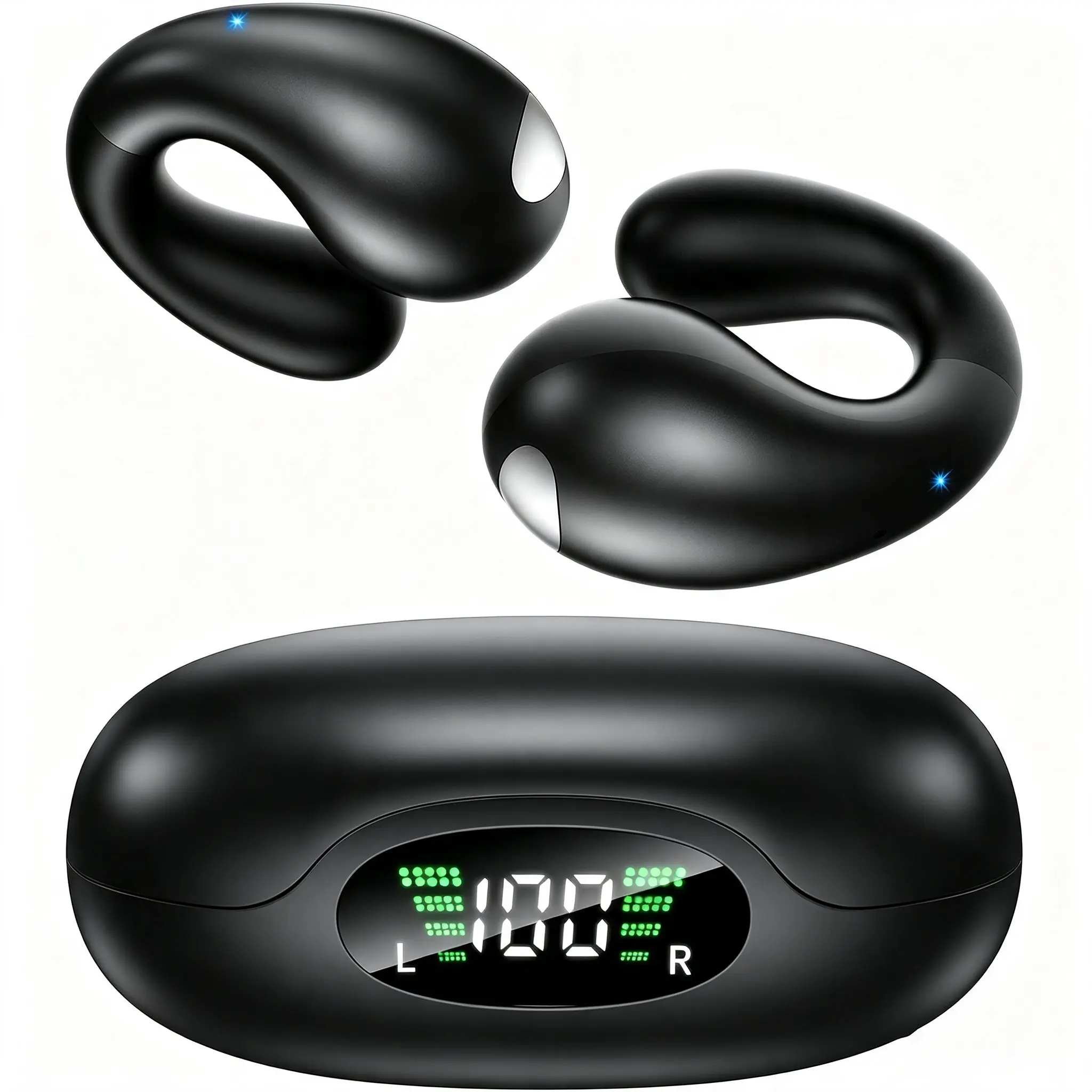 Clip-On Open-Ear Wireless Headphones with Ergonomic C-Shape Grip, Bluetooth 6.1, Hi-Fi Stereo Audio, 50H Long-Lasting Playtime, Secure Non-Slip Fit, Lightweight Type-C Charging Earbuds for Sports, Commuting & Daily Use (iOS, Android Compatible)