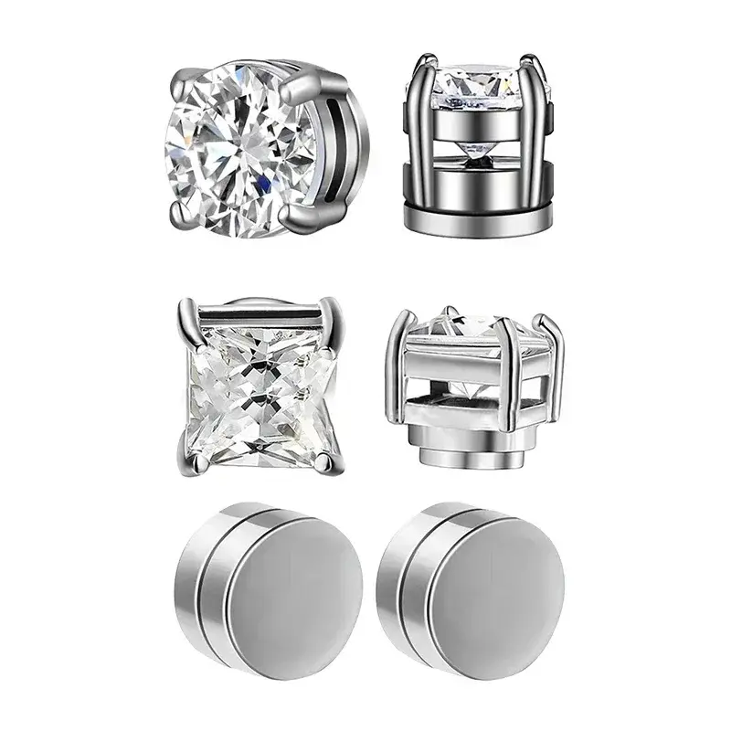 2026 Summer Magnetic Stud Earrings - No Piercing Needed, Alloy, Hypoallergenic, Casual Daily Unisex Fashion Jewelry, Packs of 1