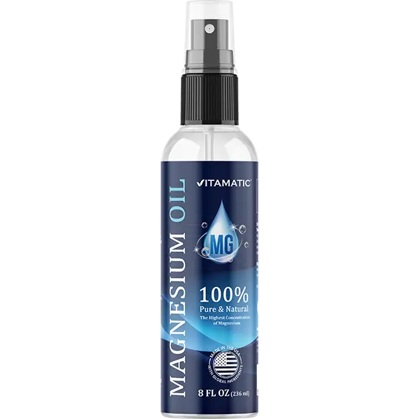 Vitamatic Pure Magnesium Spray - 8 oz USP Grade Body Care Supplement, USP Grade Purity, Natural Permian Seabed Sourced, Lightweight, Soothing for Joint Relief, No Unhealthy Trace Minerals, Supports Relaxation