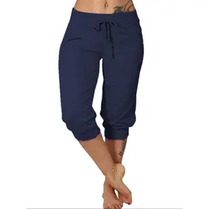 【 Plus Size 】 Solid color cropped pants, casual and comfortable cropped pants for daily wear, summer women's underwear, casual outdoor pantsRAIMENTRY