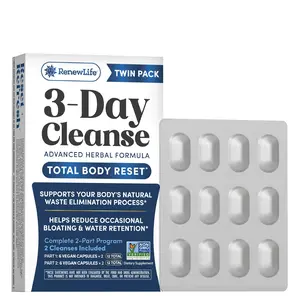 Renew Life 3-Day Cleanse Twin Pack – Helps Promote Waste Elimination, Reduces Occasional Bloating & Water Retention – Total Body Reset – Herbal Formula