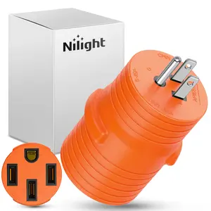 Nilight Heavy-Duty Pure Copper Generator Power Adapter - 15A to 50A 125V 5-15P Male to 14-50R Female Receptacle, PVC Layered Grip, 15 to 50A Adapter for RV/EV Camper, Campground & Household Power Outlet