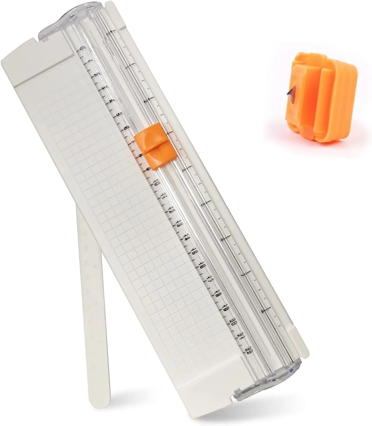Small Mini 12 Inch Paper Cutter Slider Two-Way Cutting Trimmer Slicer White 1 PCS Built-in Measuring Tape
