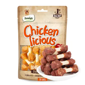 DENTALIGHT - Delicious and high-quality chicken meat jerky training snacks, dumbbell-shaped chicken meat, real meat, high protein, suitable for heavy use, 70 grams
