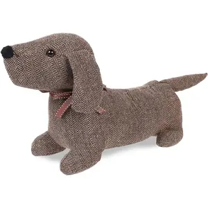 Cute  Decorative Door Stoppers, Soft Durable Fabric Weighted Interior Wall Protector for  & Office, Anti  Heavy Duty Compact Floor Decor Book Stopper, Brown