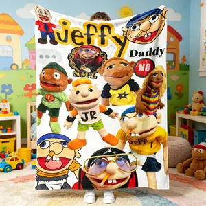 Jeffy Puppet Collage Blanket - Iconic SML Characters Pattern, Soft Plush Fleece Throw, Perfect for SuperMarioLogan Fans, Couch Bed Decor, Ideal Gift for Kids and SML Lovers