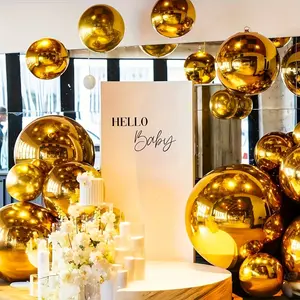 12pcs 4d Gold Balloons For Room Decoration, Holiday Celebrations, Event Setup, Anniversaries, Atmosphere Decoration, And Outdoor Balloon Decorations, Decorating.