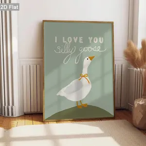 2D Flat, 1pc Unframed Silly Goose Wall Decor, Love Quote Canvas Painting, Cute Animal Art Prints Poster, Retro Wall Art, Classic Wall arts Decorations, Modern Posters, Home Decor, Holiday Gifts, For Living Room, Bedroom, Bathroom, Frameless