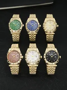 RICECGO Men's Business Watch: Checkered pattern, rhinestone hour markers, dual calendar display. Perfect for everyday wear and as a premium business gift. Business Quartz Watch