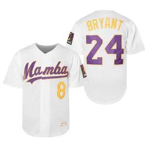 Men's Baseball Jersey with "Mamba" & Number 24 - Loose Fit, V-Neck, Short Sleeve, All-Season Sports Top for Casual Wear, Outdoor Activities