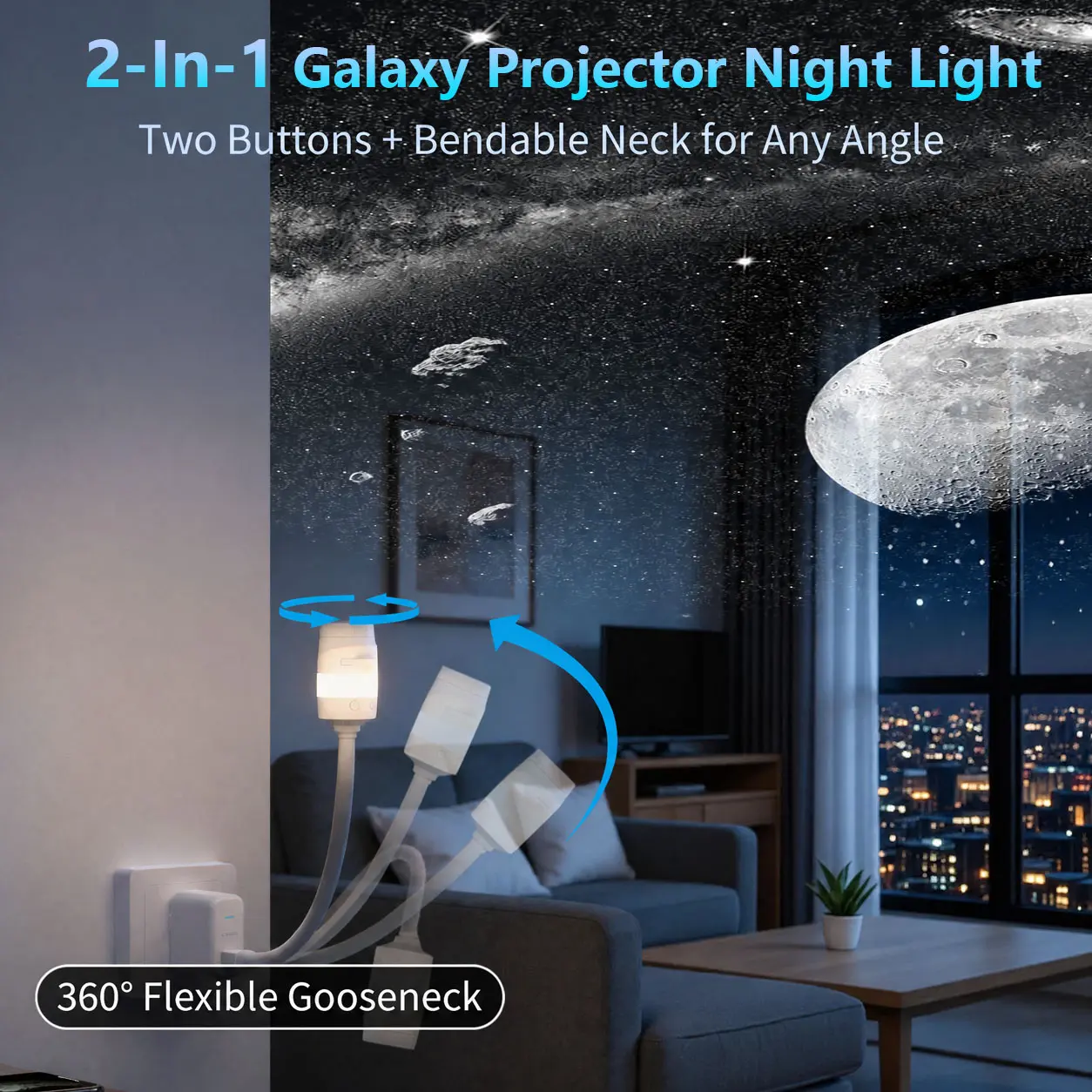 New Mini USB Starry Galaxy Projector Night Light - Flexible Gooseneck Plug-In Ambient Light with Replaceable Star Film, 10 Lighting Color Modes, High-Definition Projection, Soft Glow, Portable for Bedroom Decoration & Sleep Aid