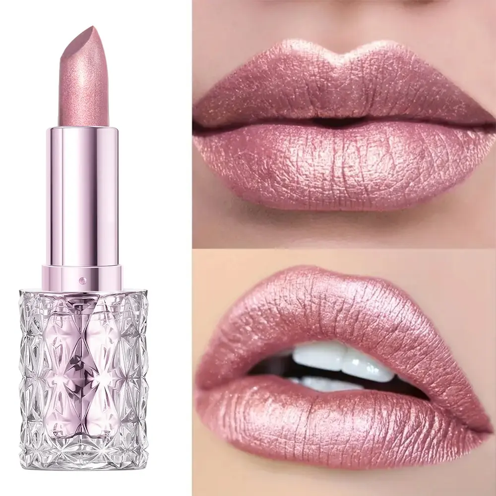 Huasurv Shiny Pearl Lipstick, Lipgloss, Lip Products Makeup, Glossy, Pearl Gloss Finish, Long-Lasting Fine Glitter, Moisturizing, Hydrating, Rich, Natural Easy Application, Creamy Texture, Beginner Friendly, Lip Care