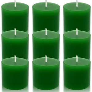 9 Packs Green Votive Candles Small Unscented 1.5 Inch Diameter Wax Candles for Home Wedding Party Table Decor 8 Hours Burn Time (1.5" W x 1.25" H)