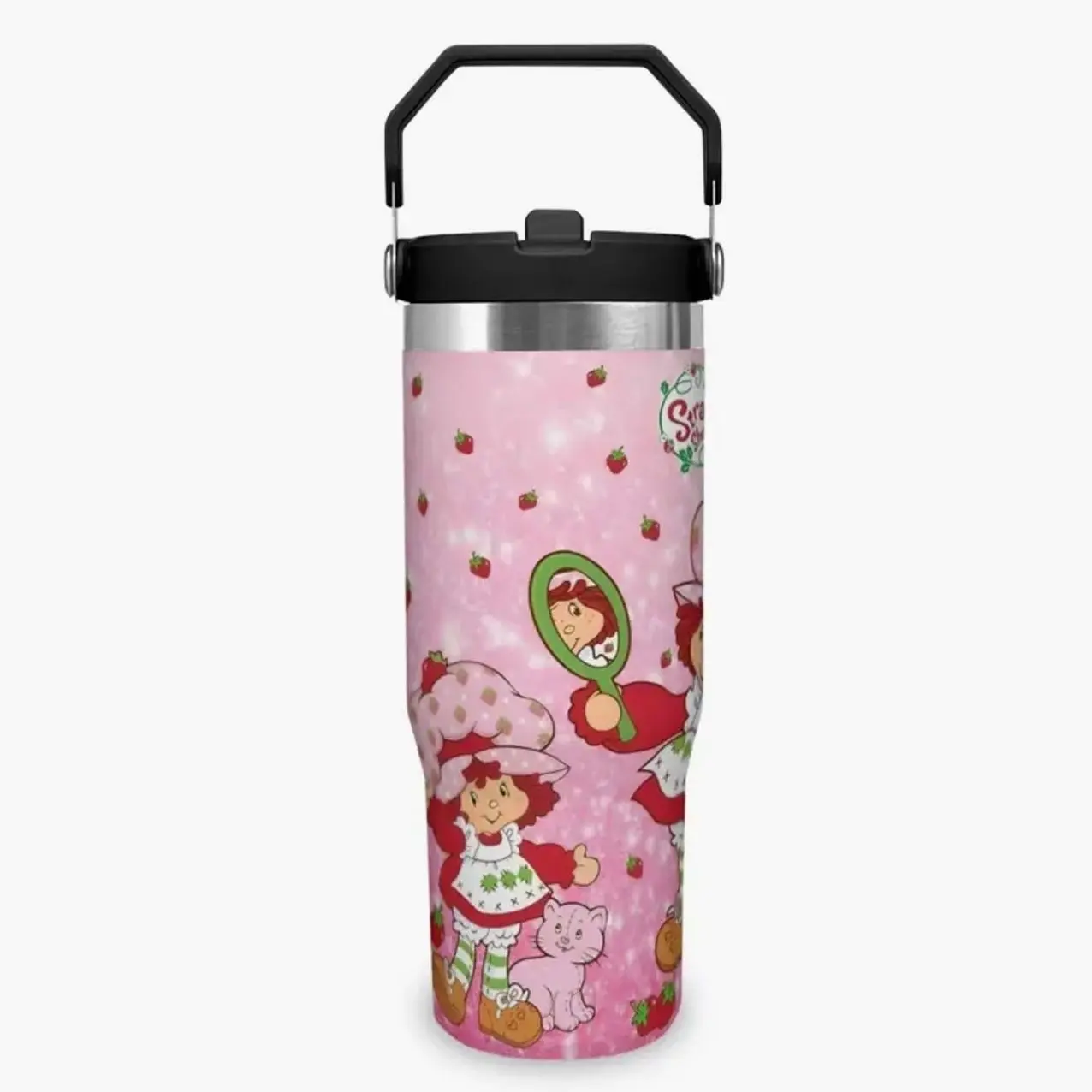 30 Ounce Strawberry Shortcake Themed Tumbler - Insulated Stainless Steel Water Bottle, Durable Thermos & Flask, Multi-Purpose Drinking Cup for Home, Office, School & Daily On-the-Go, Perfect Boyfriend Gift & Summer Cool Drinkware