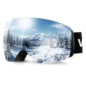 VEVOR Frameless Ski Goggles,  , Spherical Lens with Silver Mirror Revo Coating, OTG Anti fog Snow Goggles for Men Women, TPU Frame & Ventilation Structure, Suitable for Skiing, Skating, Snowboarding