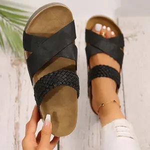 Womens Sandals Comfortable Flat Slide Sandals Minimalist Summer Casual Slippers Open Toe