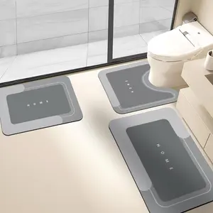 Microfiber Soft Absorbent Bathroom Decorative Mat, 3pcs/set Non-slip Bath Mat, Water Absorbent Bathroom Rug for Bathroom Living Room Kitchen Laundry Home Decor, Bathroom Sets, Bathroom Accessory, Bathroom Supplies, Bathroom Drying Doormat