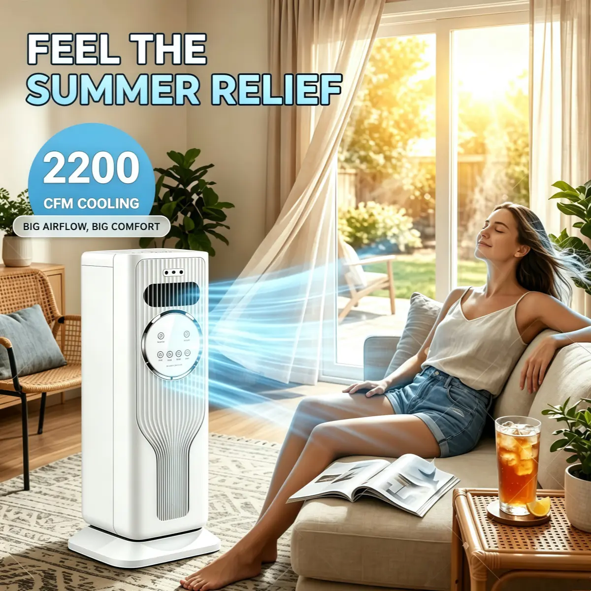 2026 New Arrival 12000BTU Portable Air Conditioner - Ice Crystal Air Cooler Fan（Water & Ice）Ultra Quiet Fast Cooling Mobile AC, Smart 24H Timing Energy Efficient, Suitable for Bedroom Office Living Room, Summer Comfort Cool All Day, TikTok Mid Year Sale