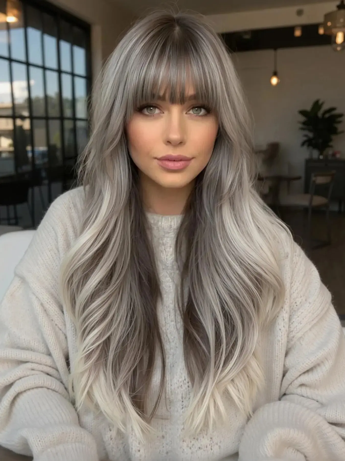 24 Inch Long Curly Wig with Bangs, Premium Synthetic Hair for All Ages, Elegant Women's Wig for Daily Wear, Travel, Party, Cosplay, Loose Wave Wigs