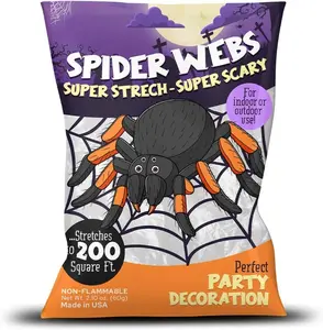 [New deal] -  Halloween Spider Web Decoration, 200 Sqare Feet & Plastic Spiders, Halloween Party Supplies, Spider Webs (Small, 200 Sq Feet) (8 Fake Spiders Included)