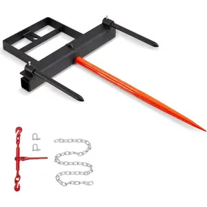 VEVOR 49 Hay Spear, Bale Spears 1600lbs Loading Capacity, Three-Point Hitch Tractor Attachment with 2pcs 17.5 Stabilizer Spears, Quick Attach Spike ForksVEVOR Super Brand Day